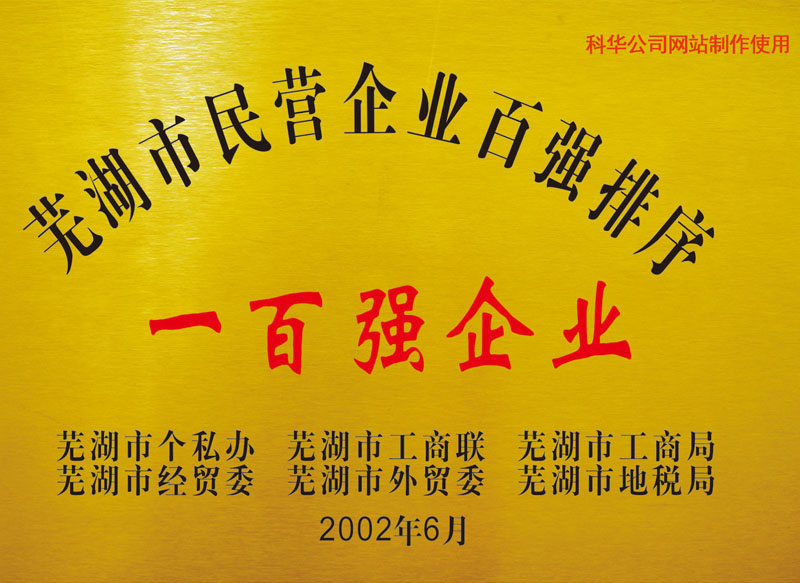 蕪湖(hú)市民(mín)營企業一(yī)百強(qiáng)