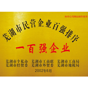 蕪(wú)湖市民(mín)營(yíng)企業(yè)一百(bǎi)強(qiáng)